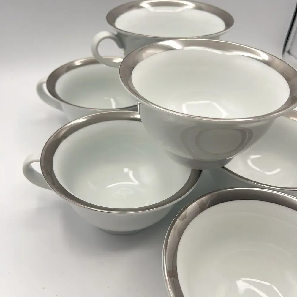 Pottery Barn Cosmopolitan Mugs (Silver Band) - Set Of 7